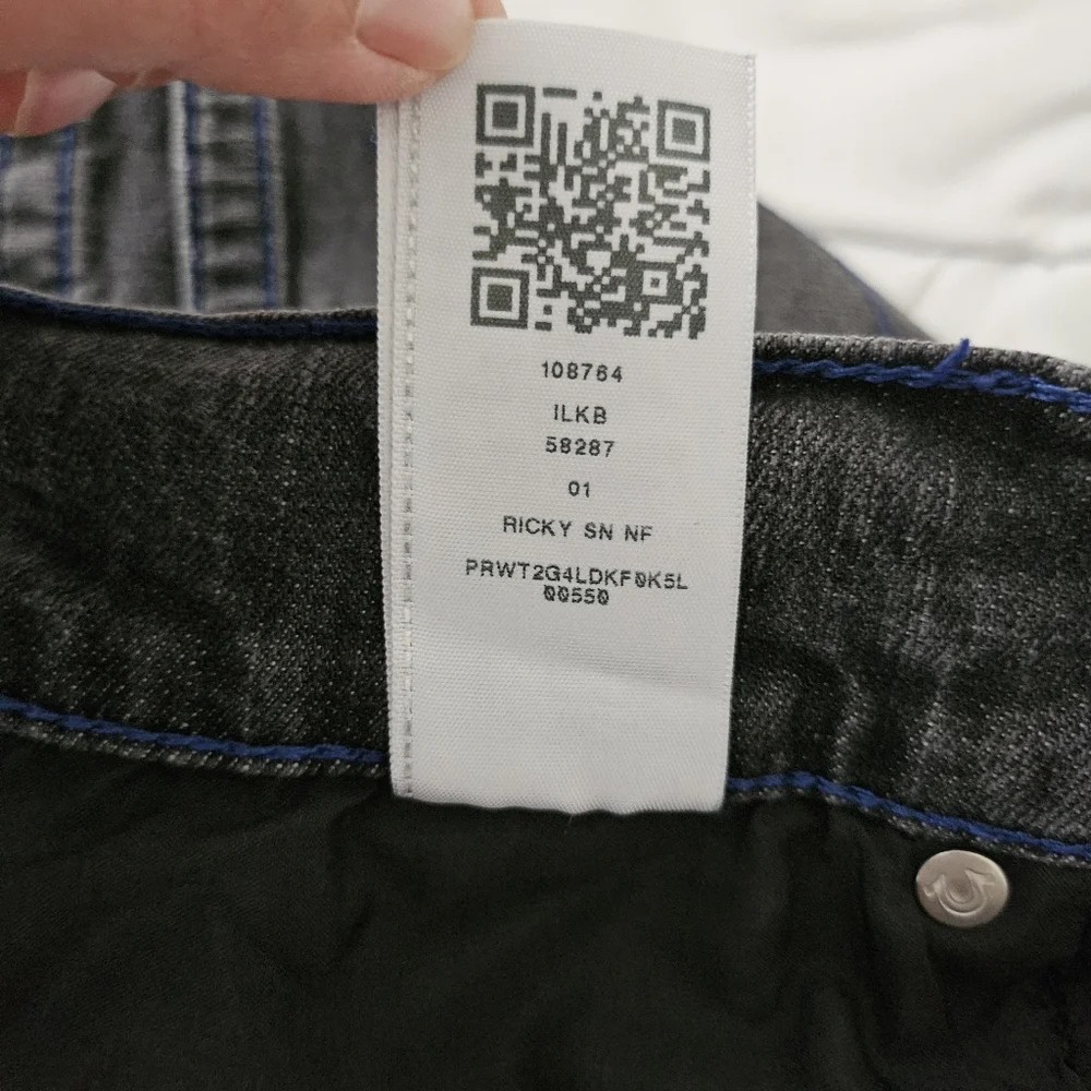 True Religion Jeans Mens 32 x 32 Black Ricky Relaxed Straight Leg Festival